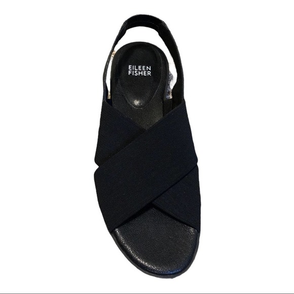 Eileen Fisher Slingback Black Sandals 8 - Picture 2 of 6